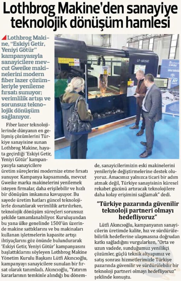 Lothbrog makineden sanayide teknolojik dönüşüm hamlesi